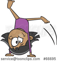 Cartoon Girl Gymnast Doing a Cartwheel by Toonaday