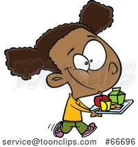 Cartoon Black Girl Carrying a Lunch Tray by Toonaday