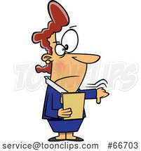 Cartoon Angry White Boss Lady Holding a Folder and a Thumb down by Toonaday