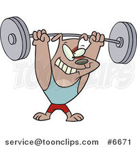 Cartoon Dog Lifting Weights by Toonaday