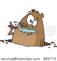Cartoon Groundhog Brushing His Teeth by Toonaday