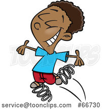 Cartoon Black Boy Bouncing on Springs by Toonaday