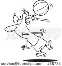 Cartoon Outline Guy Being Knocked out by a Beach Ball by Toonaday