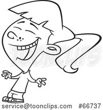 Cartoon Outline Girl Laughing by Toonaday