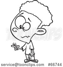 Cartoon Outline Boy with a Reminder String on His Finger by Toonaday