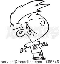 Cartoon Outline Boy Laughing by Toonaday