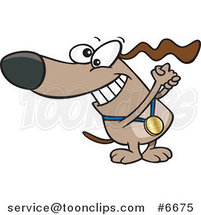 Cartoon Champion Dog with a Medal by Toonaday
