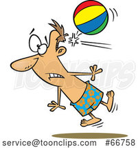 Cartoon White Guy Being Knocked out by a Beach Ball by Toonaday