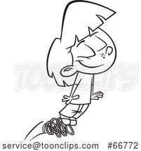 Cartoon Outline Girl Bouncing on Springs by Toonaday