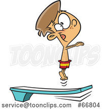 Cartoon Boy Bouncing on a Diving Board by Toonaday