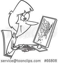 Cartoon Black and White Female Cartographer Creating a Map on a Computer by Toonaday