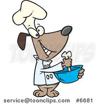 Cartoon Chef Dog Mixing with a Bone by Toonaday