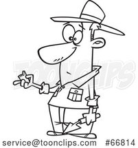 Cartoon Black and White Archaeologist Holding a Specimen by Toonaday