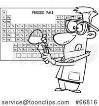 Cartoon Black and White Chemist Conducting an Experiment by Toonaday