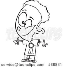 Cartoon Black and White Black Boy Wearing a Student of the Month Ribbon by Toonaday