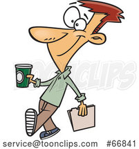 Cartoon Guy Holding a to Go Coffee on Casual Friday by Toonaday
