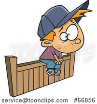 Cartoon White Boy Sitting on the Fence by Toonaday