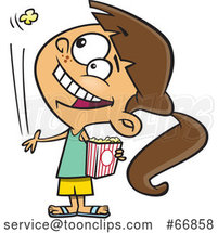 Cartoon White Girl Tossing a Piece of Popcorn into Her Mouth by Toonaday