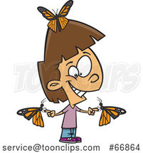 Cartoon White Girl with Butterflies by Toonaday