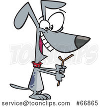 Cartoon Dog Playing with a Stick by Toonaday
