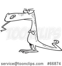 Cartoon Outline Skeptical Dinosaur or Lizard by Toonaday