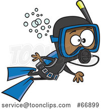Cartoon Black Boy Scuba Diving by Toonaday