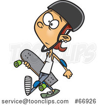 Cartoon White Teenage Skater Girl Carrying a Board by Toonaday