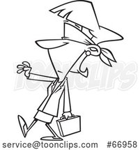 Cartoon Outline Blindfolded Businesswoman Walking with a Hand out by Toonaday