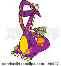 Cartoon Dragon Covering His Eyes by Toonaday