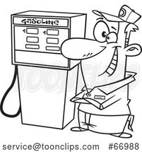 Cartoon Lineart Happy Gas Station Pump Attendant by Toonaday