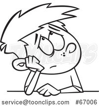 Cartoon Lineart Boy Looking Bored by Toonaday
