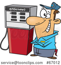 Cartoon Happy White Gas Station Pump Attendant by Toonaday