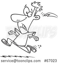 Cartoon Lineart Guy Running Away from the Inevitable Fall by Toonaday