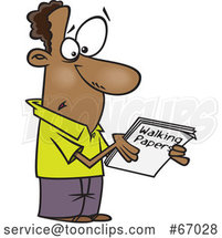 Cartoon Black Guy Holding Walking Papers by Toonaday