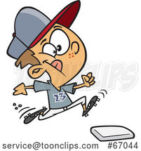 Cartoon White Boy Running to a Baseball Base by Toonaday