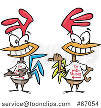 Cartoon Chickens Wearing I'm with Stupid Shirts by Toonaday