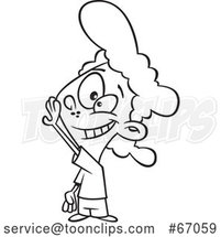 Cartoon Lineart Girl Holding a Hand up for a High Five by Toonaday