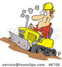 Cartoon Guy Operating a Bulldozer by Toonaday