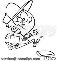 Cartoon Lineart Boy Running to a Baseball Base by Toonaday