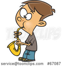 Cartoon White Boy Playing a Saxophone by Toonaday