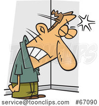 Cartoon Frustrated White Guy Banging His Head Against a Wall by Toonaday