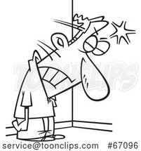 Cartoon Outline Frustrated Guy Banging His Head Against a Wall by Toonaday