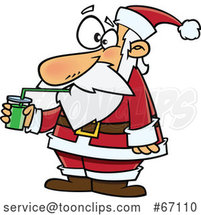 Cartoon Santa Drinking a Green Smoothie by Toonaday