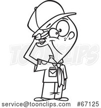 Cartoon Outline Scout Boy Saluting by Toonaday