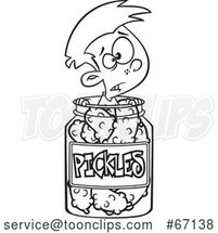 Cartoon Outline Boy Caught in a Pickle Jar by Toonaday