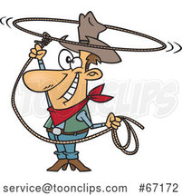 Cartoon White Cowboy Swinging a Lasso and Performing a Rope Trick by Toonaday