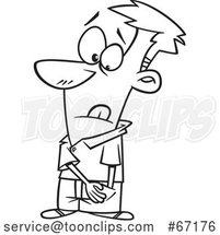 Cartoon Lineart Guy Reaching for Spare Change in His Pocket by Toonaday