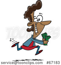 Cartoon Black Lady Running to Spend Money by Toonaday