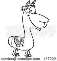 Cartoon Lineart Happy Llama by Toonaday