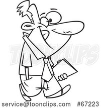 Cartoon Lineart Businessman Carrying a Folder by Toonaday